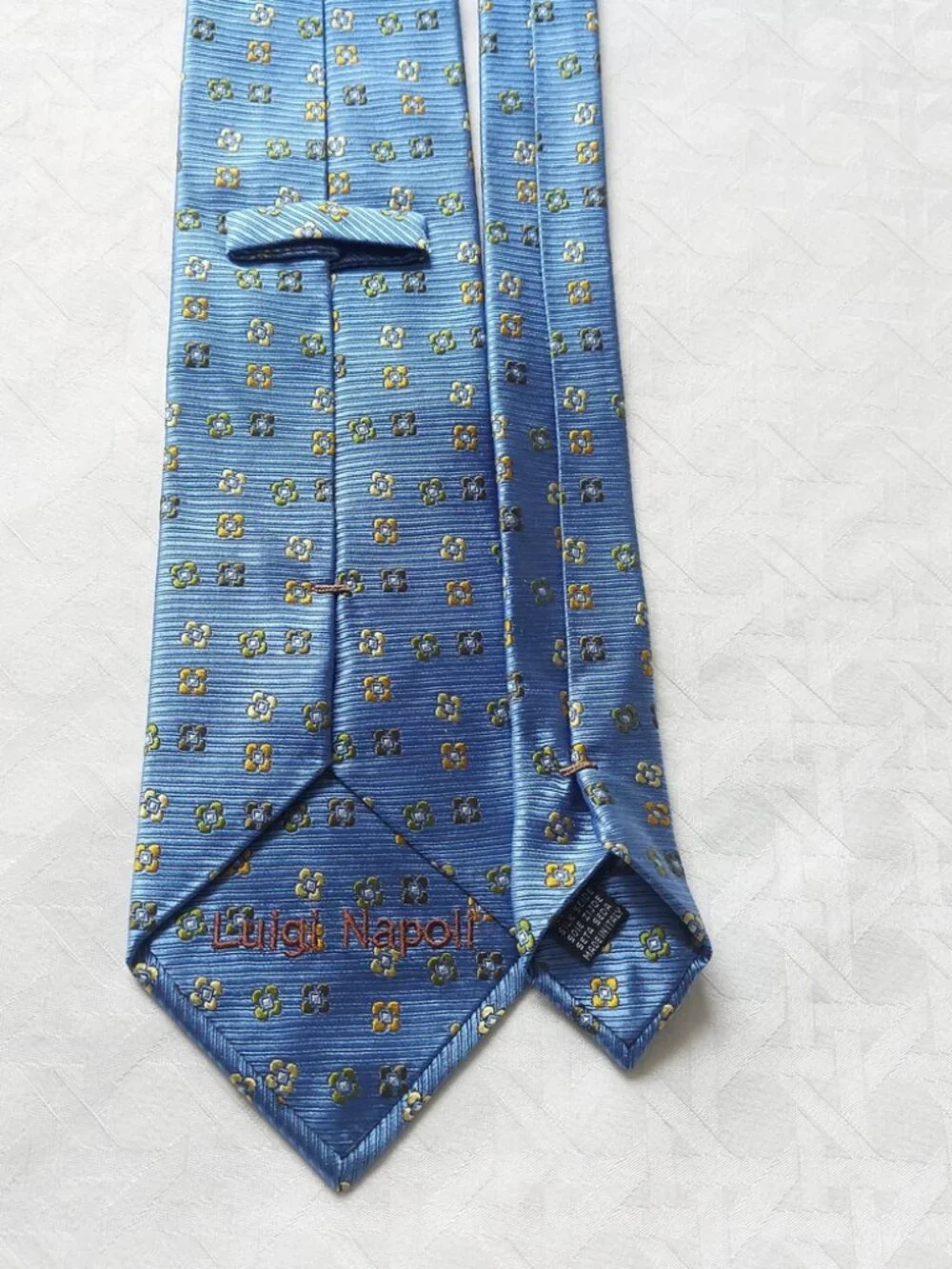 Luigi Napoli Classic Floral Pattern Silk Tie Business Formal Wear Made In Italy